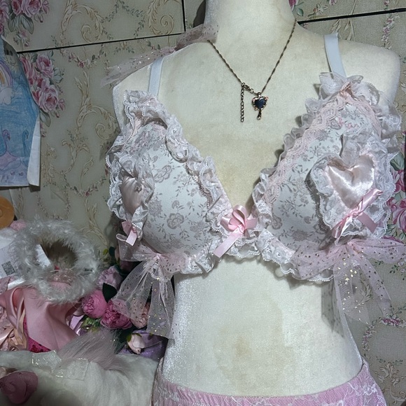 Lucky Brand Other - I have only a doll heart 🎀🪽 ooak upcycled bra frilly dolly pink bows cute